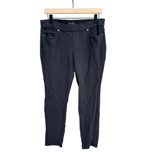 Eileen Fisher Black Textured Straight Leg Pull On Pants Womens Medium